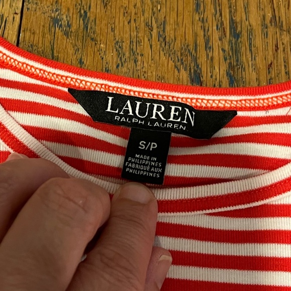 LAUREN RALPH LAUREN – STRIPED COTTON STRETCH TEE – SIZE S/P - Picture 2 of 8